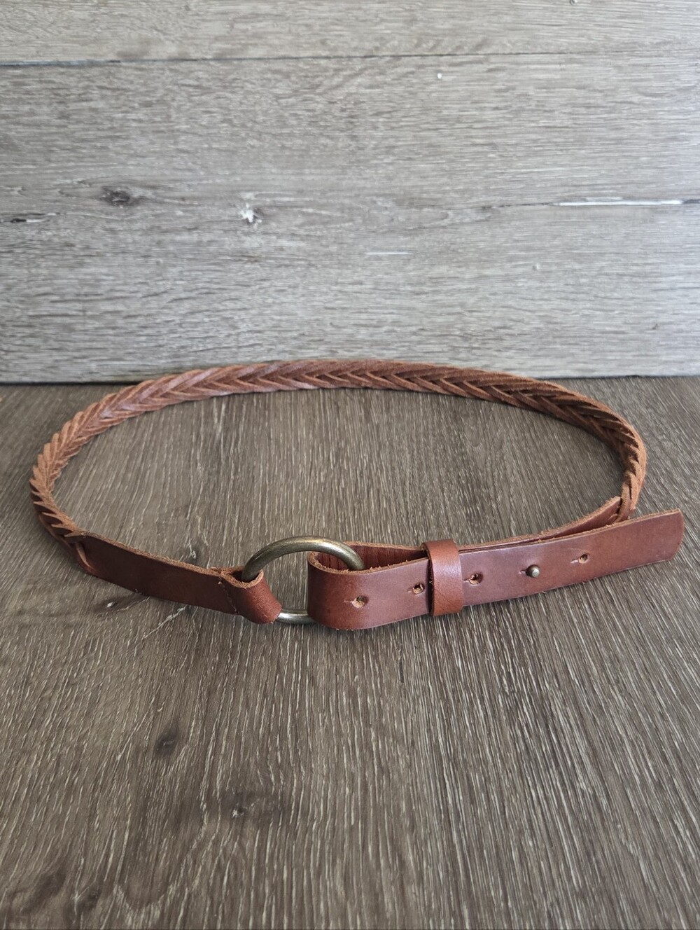 Brown Leather Braided Belt